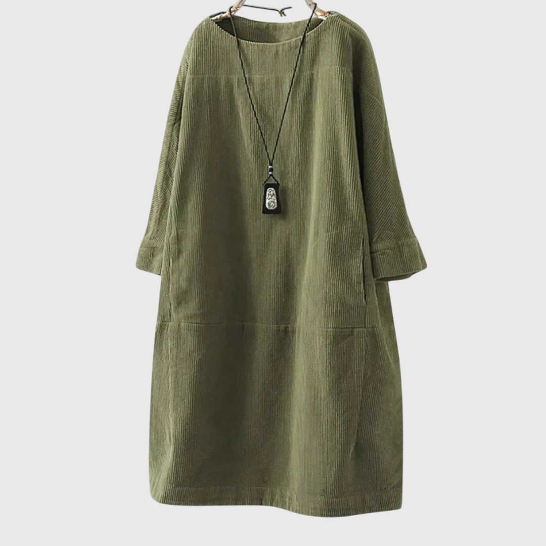 Relaxed Corduroy Midi Dress