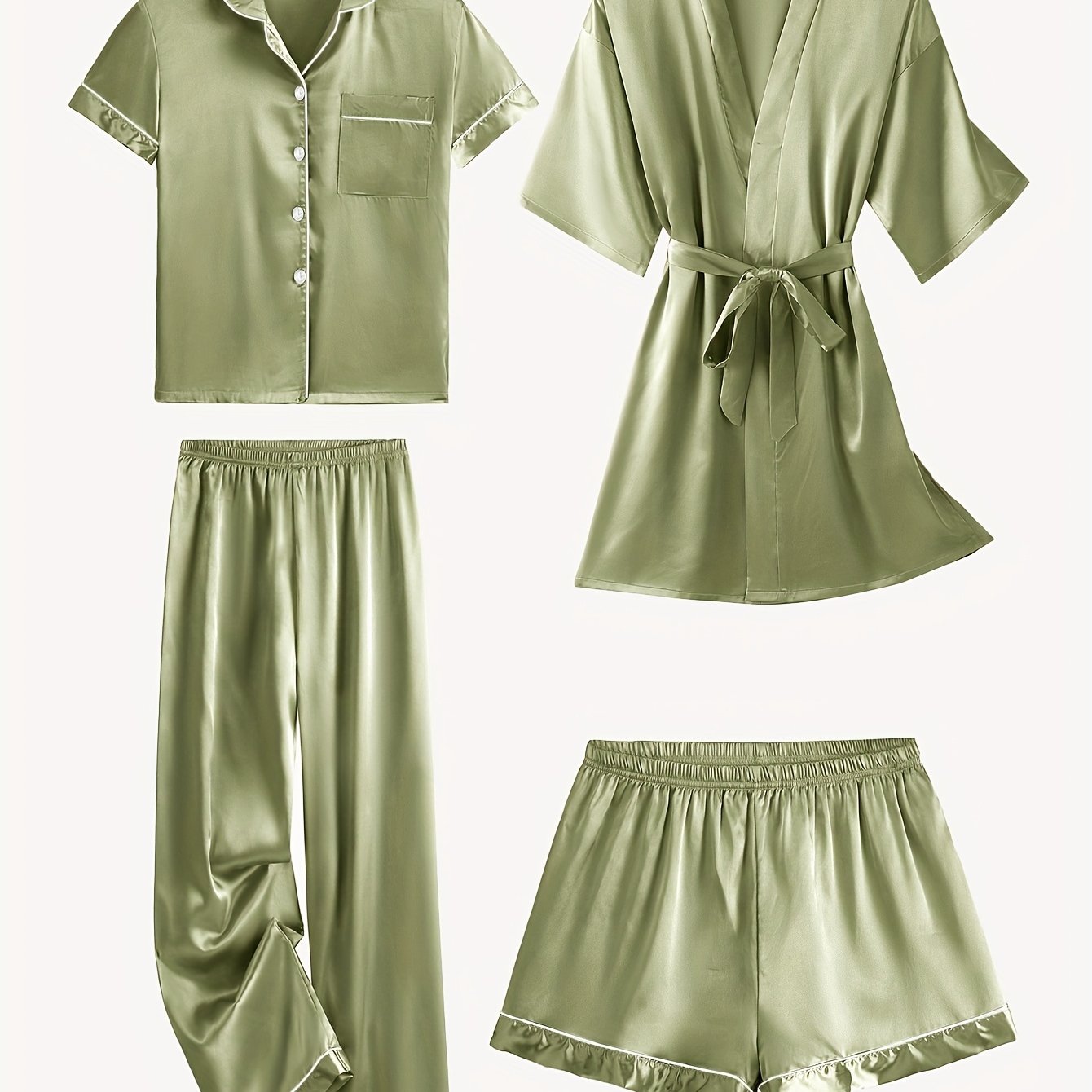 Lavonne™ | 4-Piece Pajama & Mid-Sleeve Robe Set