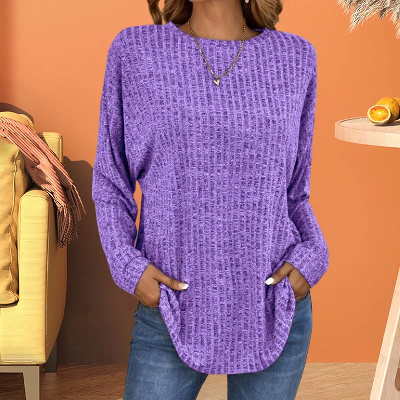 Mossette™ | Relaxed Long Sleeve Waffle-Knit Top