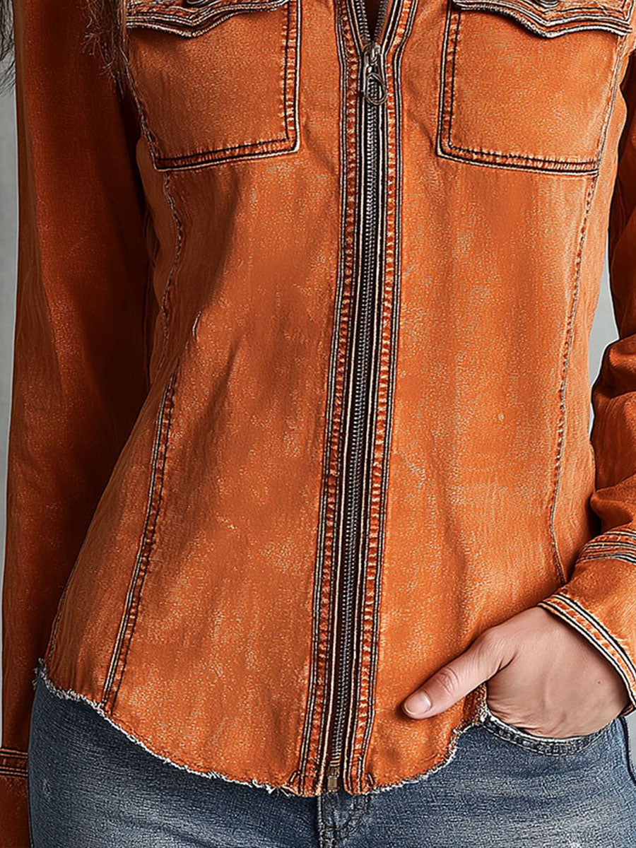 Burnley™ | Vintage Burnt Orange Utility Zip Jacket