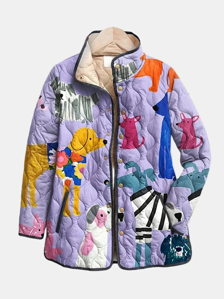 Korvine™ | Casual Quilted Jacket with Dog Print