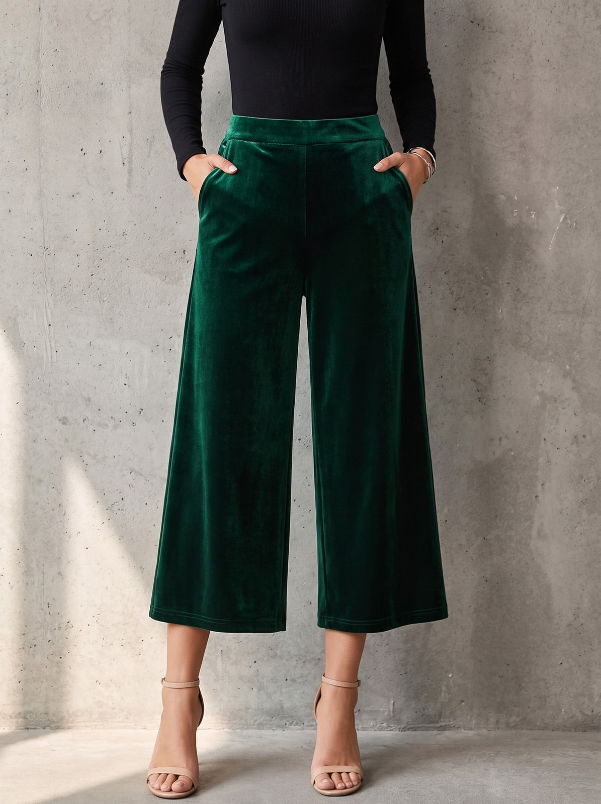 almandine emerald velvet culottes