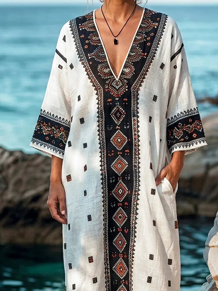 Beatrix™ | Retro Ethnic-Print Dress