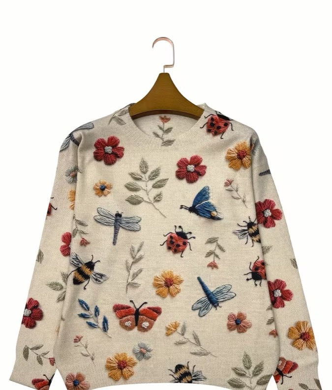 Beatrix™ | Botanical Print Knit Sweater