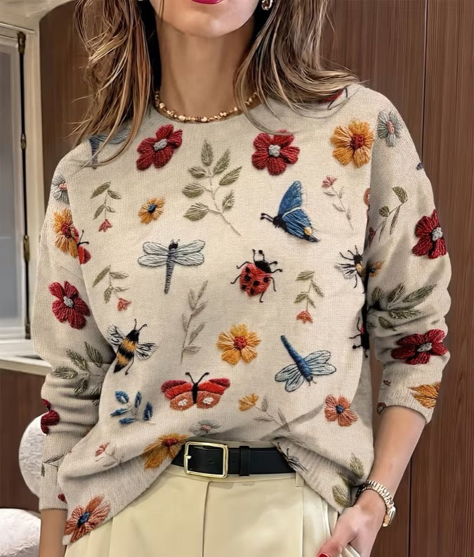 Beatrix™ | Botanical Print Knit Sweater