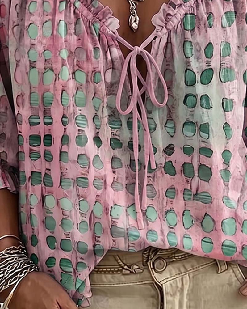 Josephine™ | Polka Dot Lace-Up Blouse