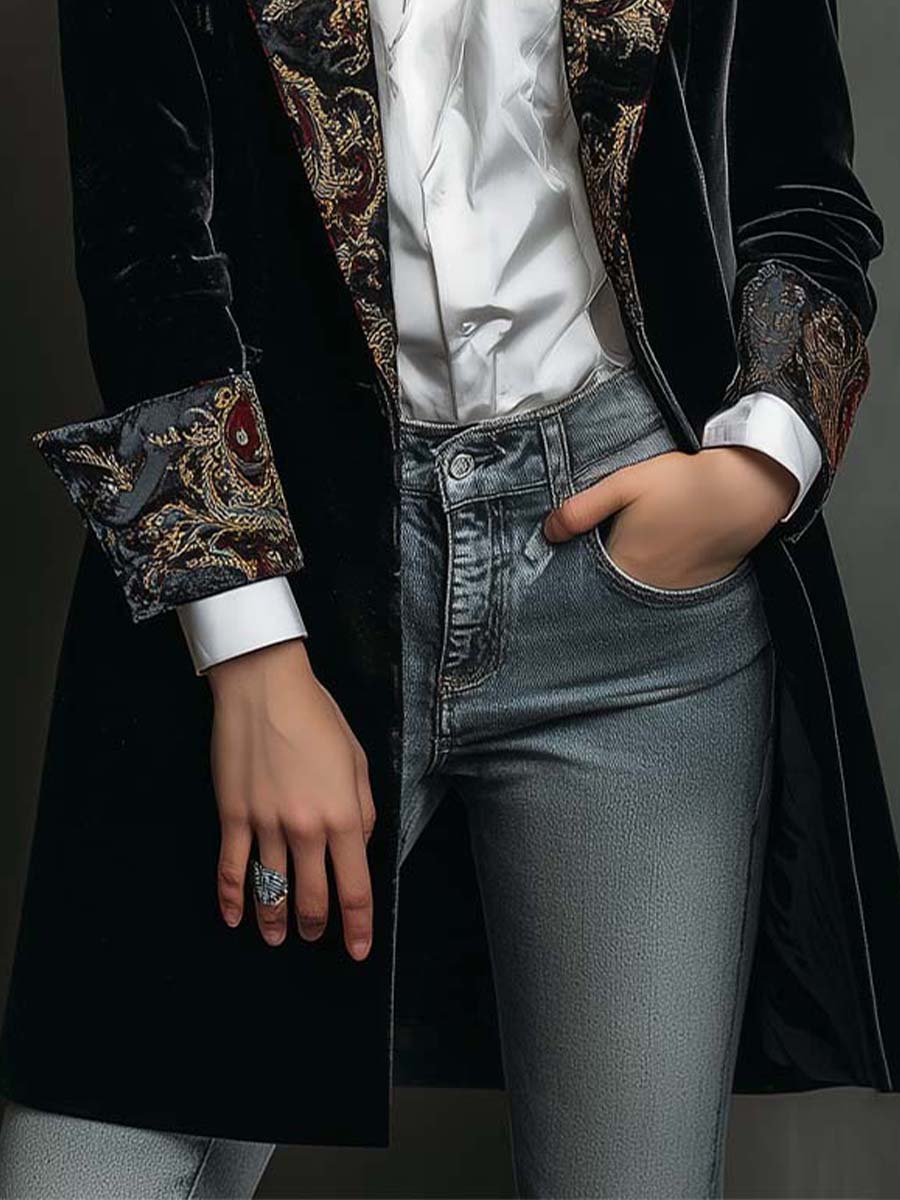 Mireaux™ | Baroque Print Lapel Slim Fit Blazer