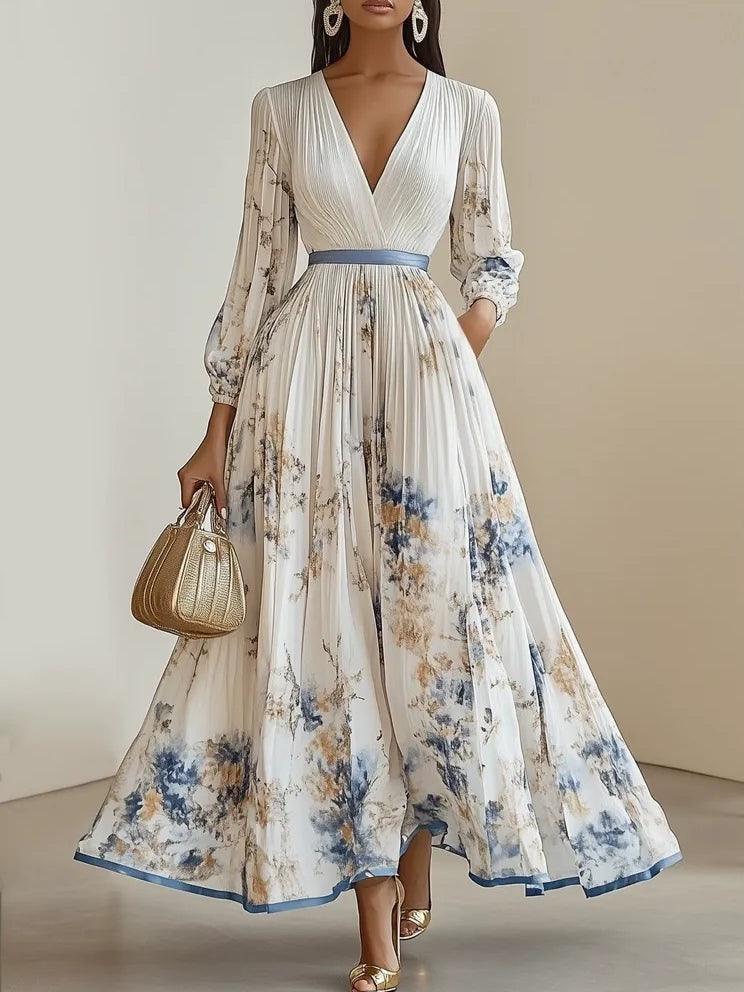 Elspeth™ | White Floral Maxi Dress with Balloon Sleeves