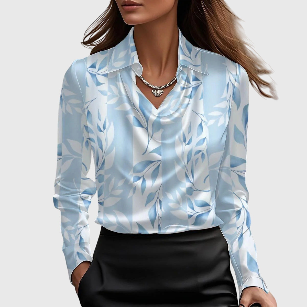 Brooklyn | Women's Cowl-Neckline Blouse with Flowing Draped Fit