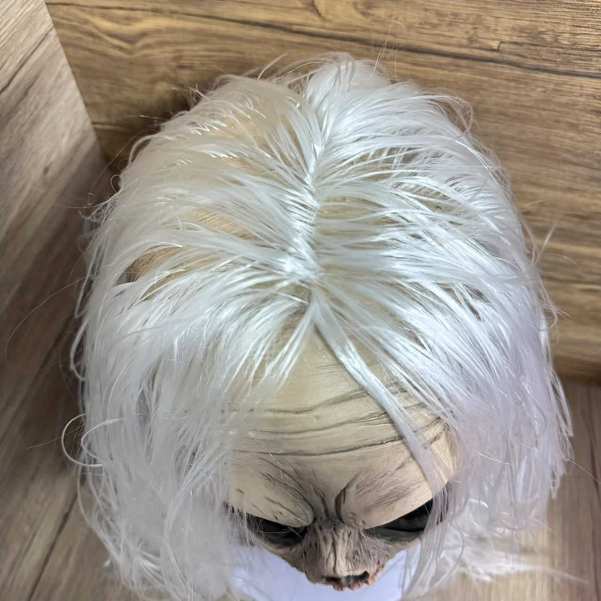 Women's Halloween White-Haired Skull Mask