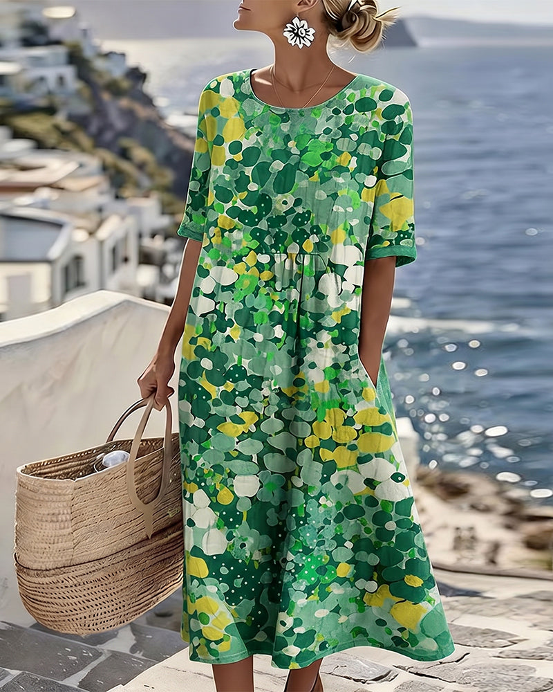 Floralie™ | Elegant Floral Summer Midi Dress