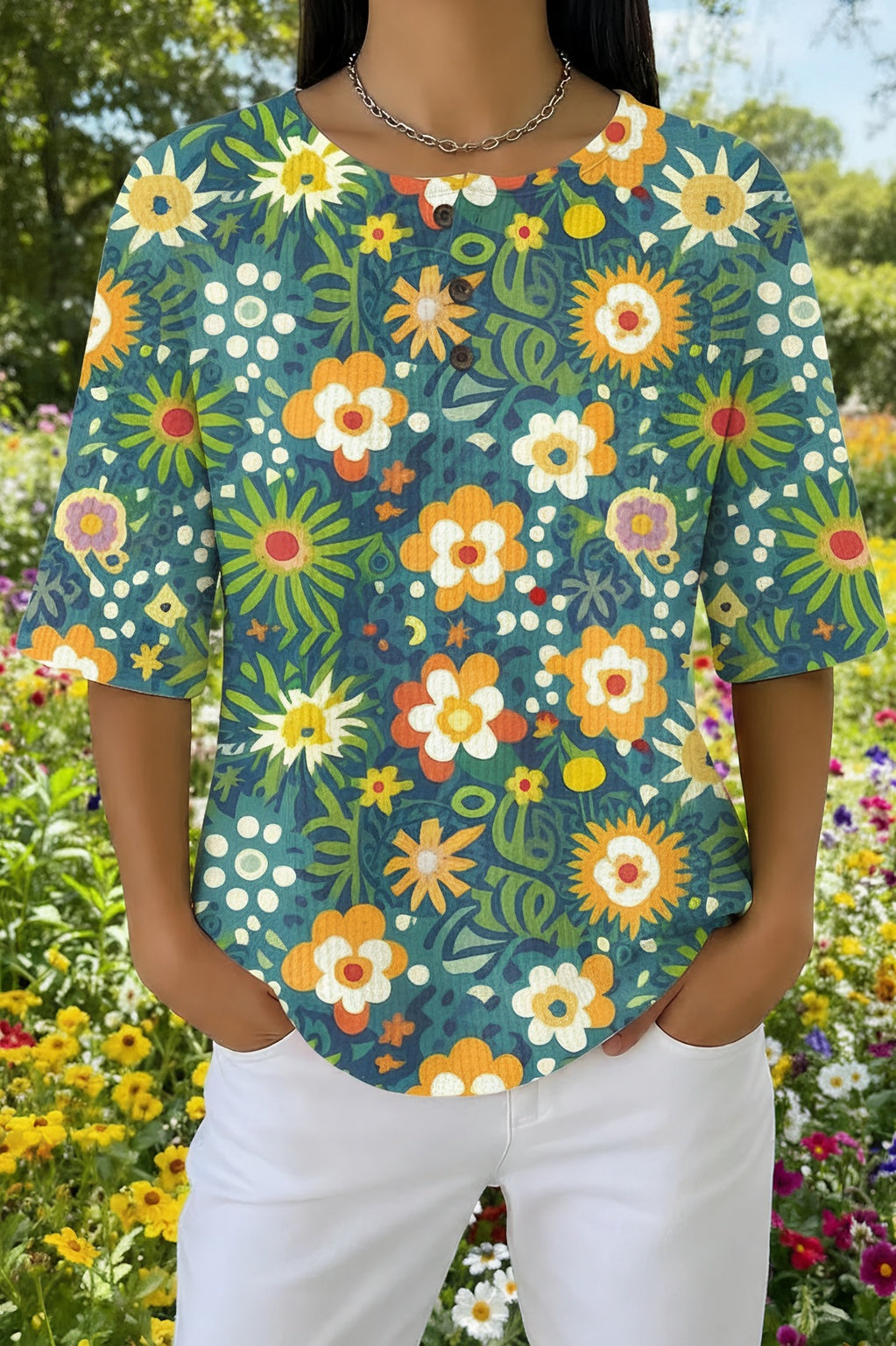 Jivelle™ | Floral Garden Print Casual Shirt