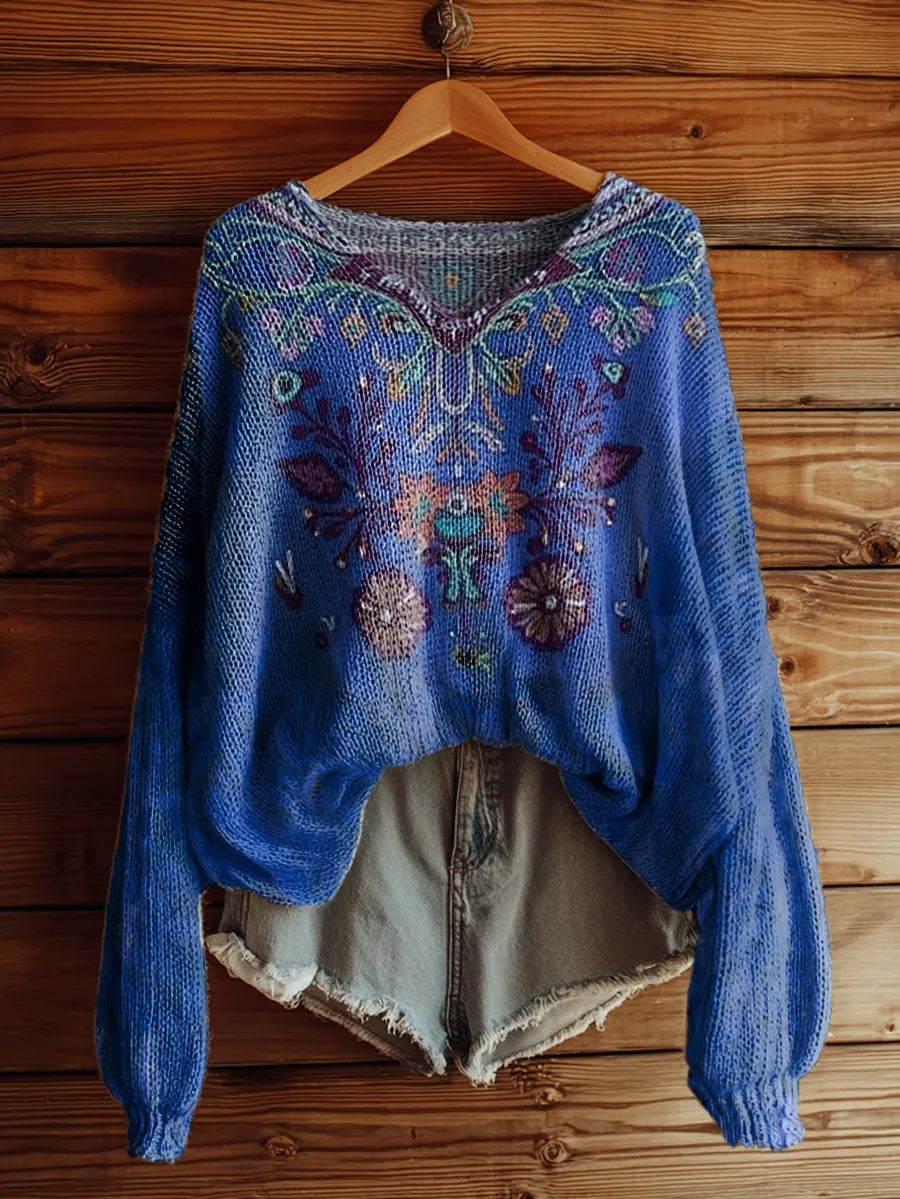 Fernadette™ | Vintage Floral Tattoo Print Sweater