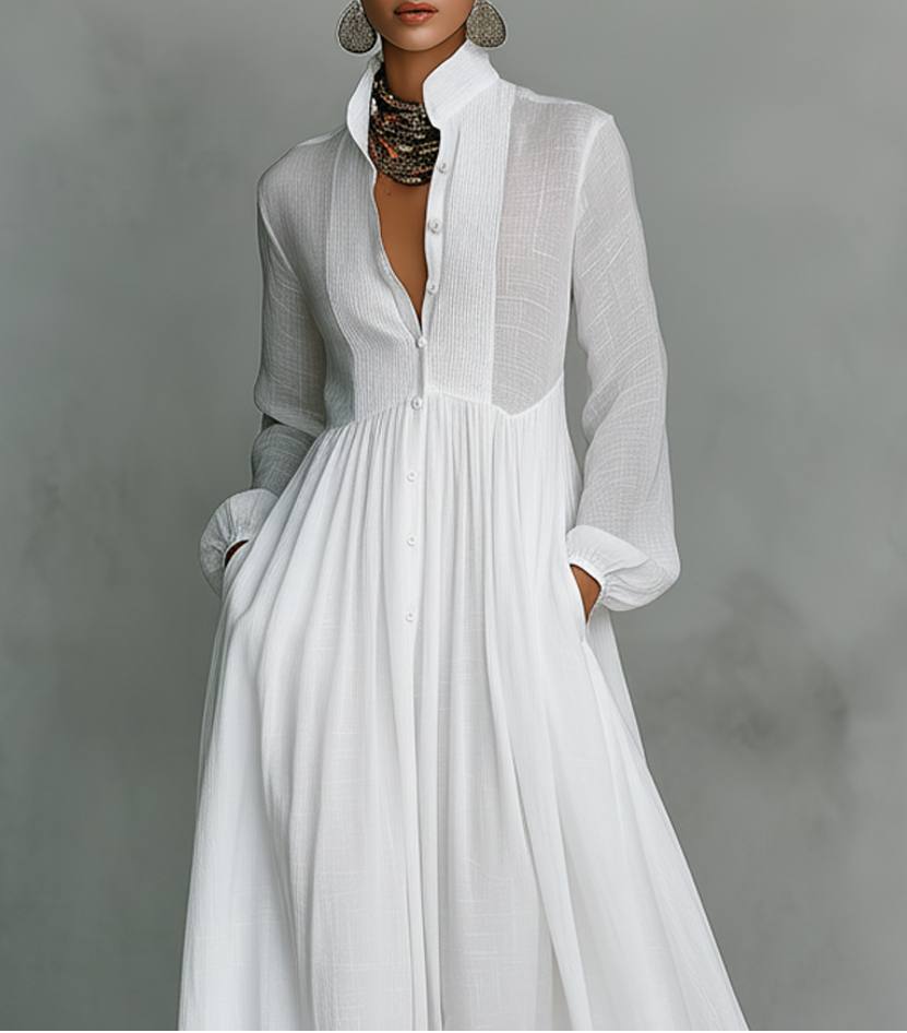 Dianelle™ | Flowing Button-Front Maxi Dress