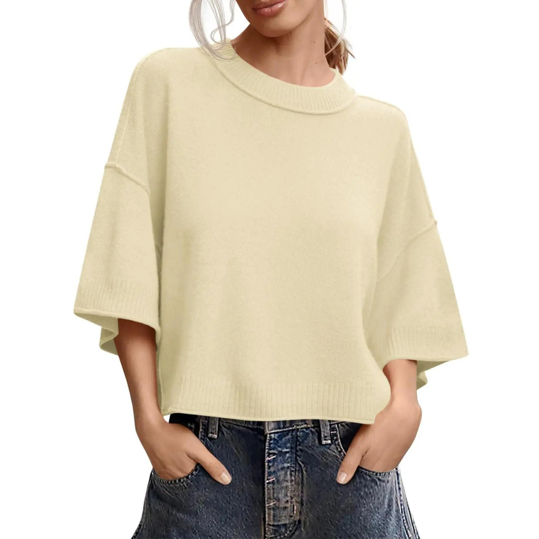 Thea™ | Short-Sleeve Round Neck Knit Top