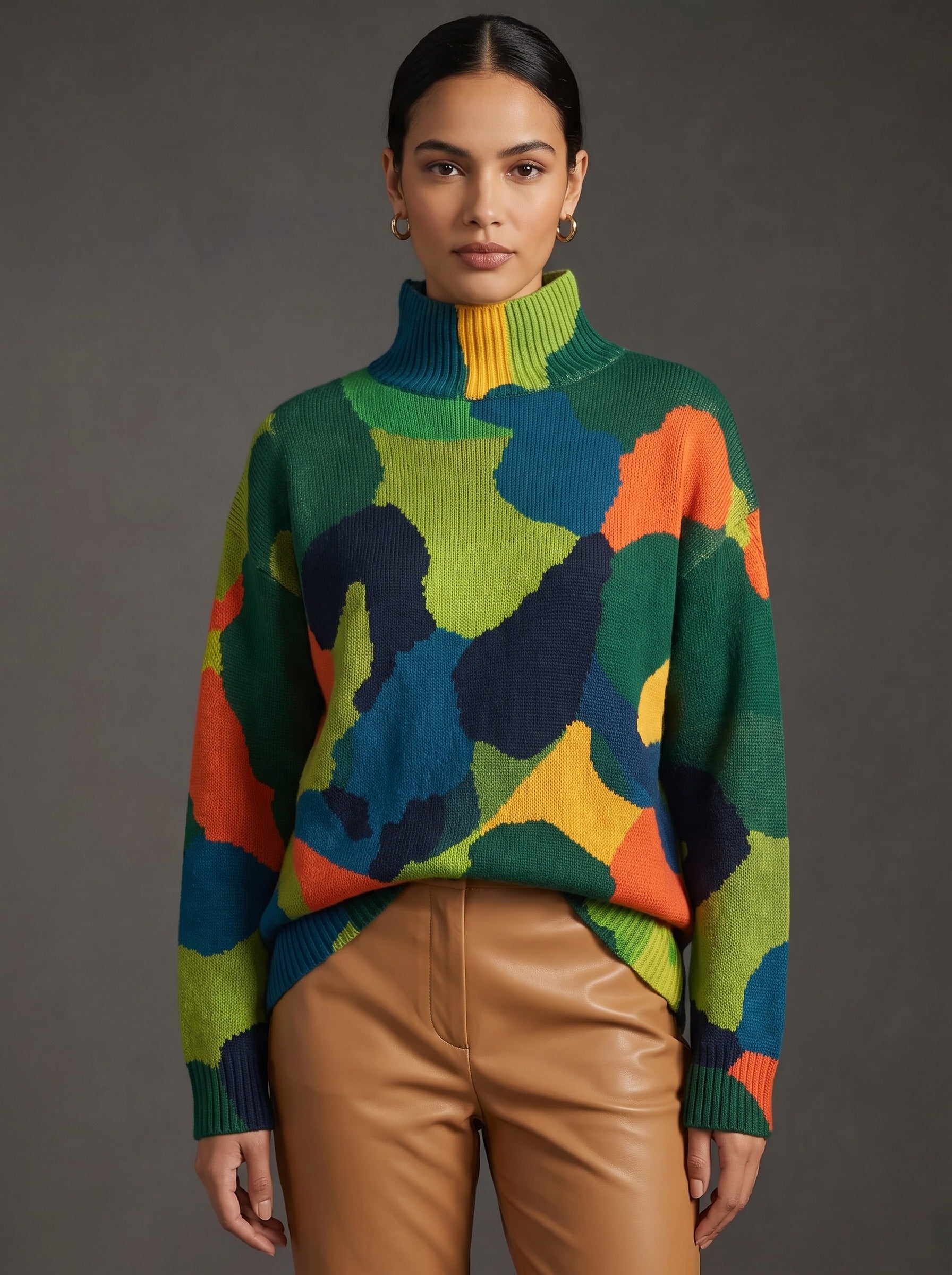 Rennick™ | Abstract Colour-Block Turtleneck