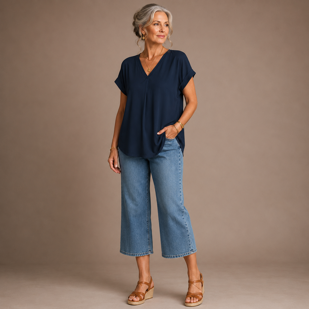 Winifred™ | Pleated Back V-Neck Blouse