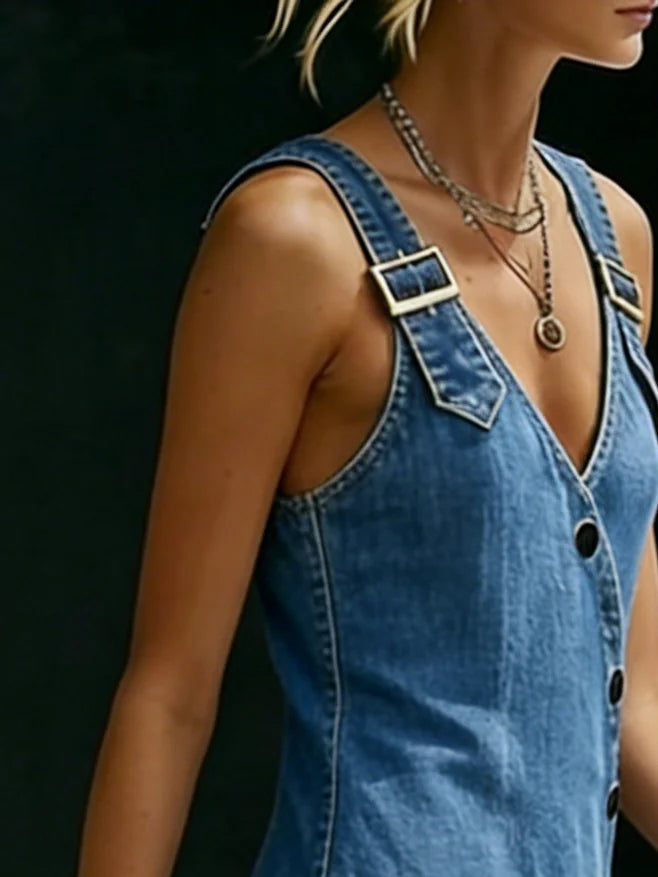 Seraphina™ | Long Button-Down Overall Dress