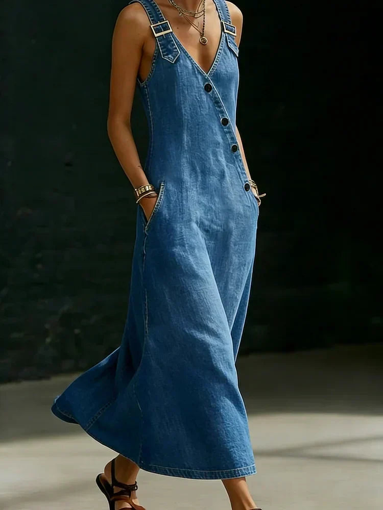 Seraphina™ | Long Button-Down Overall Dress