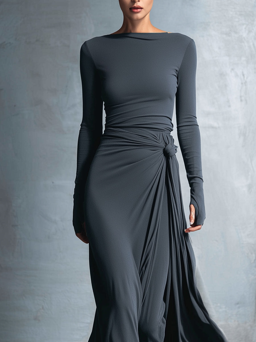 Mildred | Side-Knot Jersey Maxi Dress