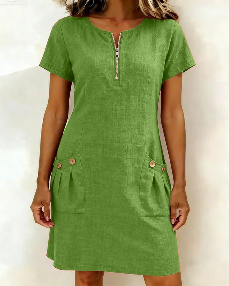 Cataline™ | Casual Zipper Dress with Pockets
