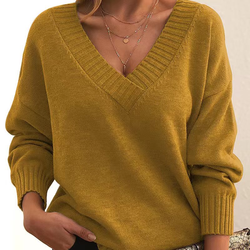 Marvaine™ | V-Neck Relaxed Pullover Sweater