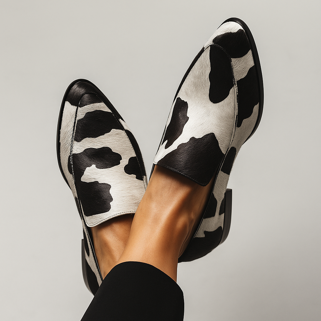 Kovelle™ | Cow Print Loafers