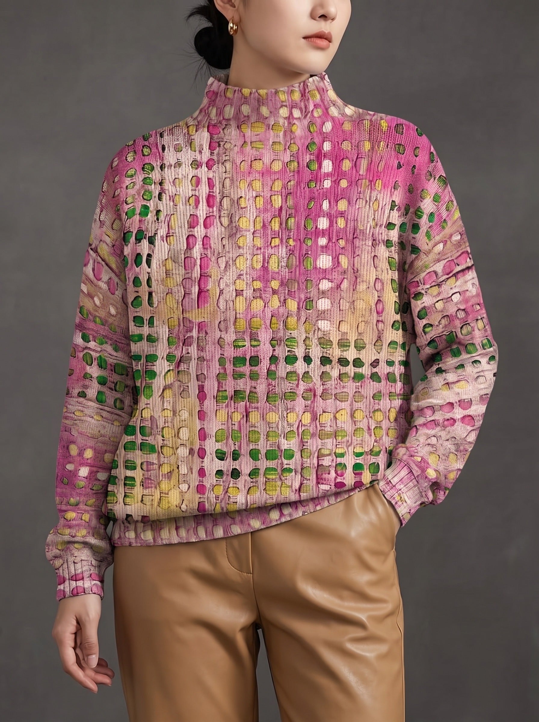 Calyx™ | Orchid Dot Lattice Turtleneck