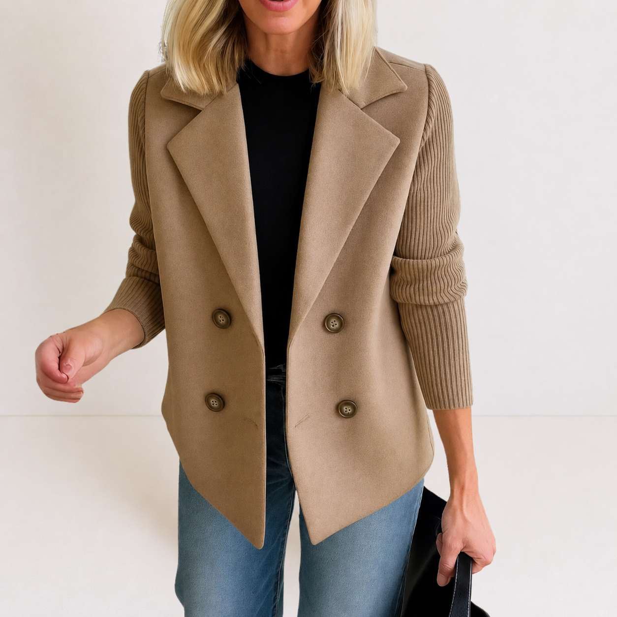 Frederica™ | Knit Sleeve Blazer Jacket