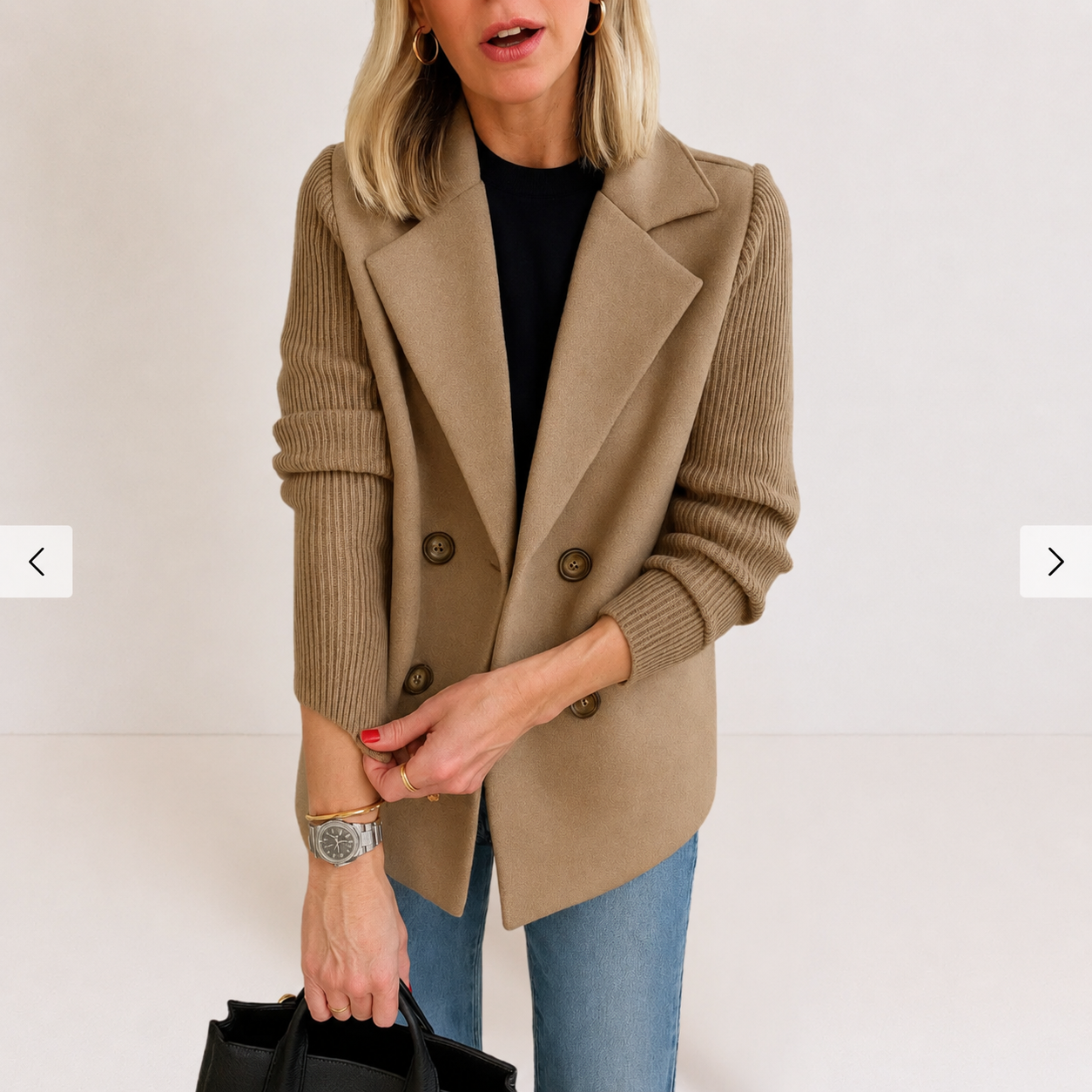 Frederica™ | Knit Sleeve Blazer Jacket