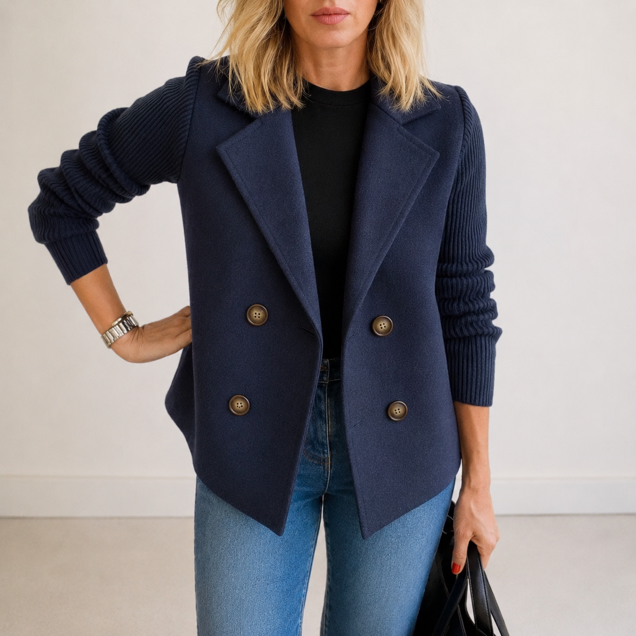 Frederica™ | Knit Sleeve Blazer Jacket