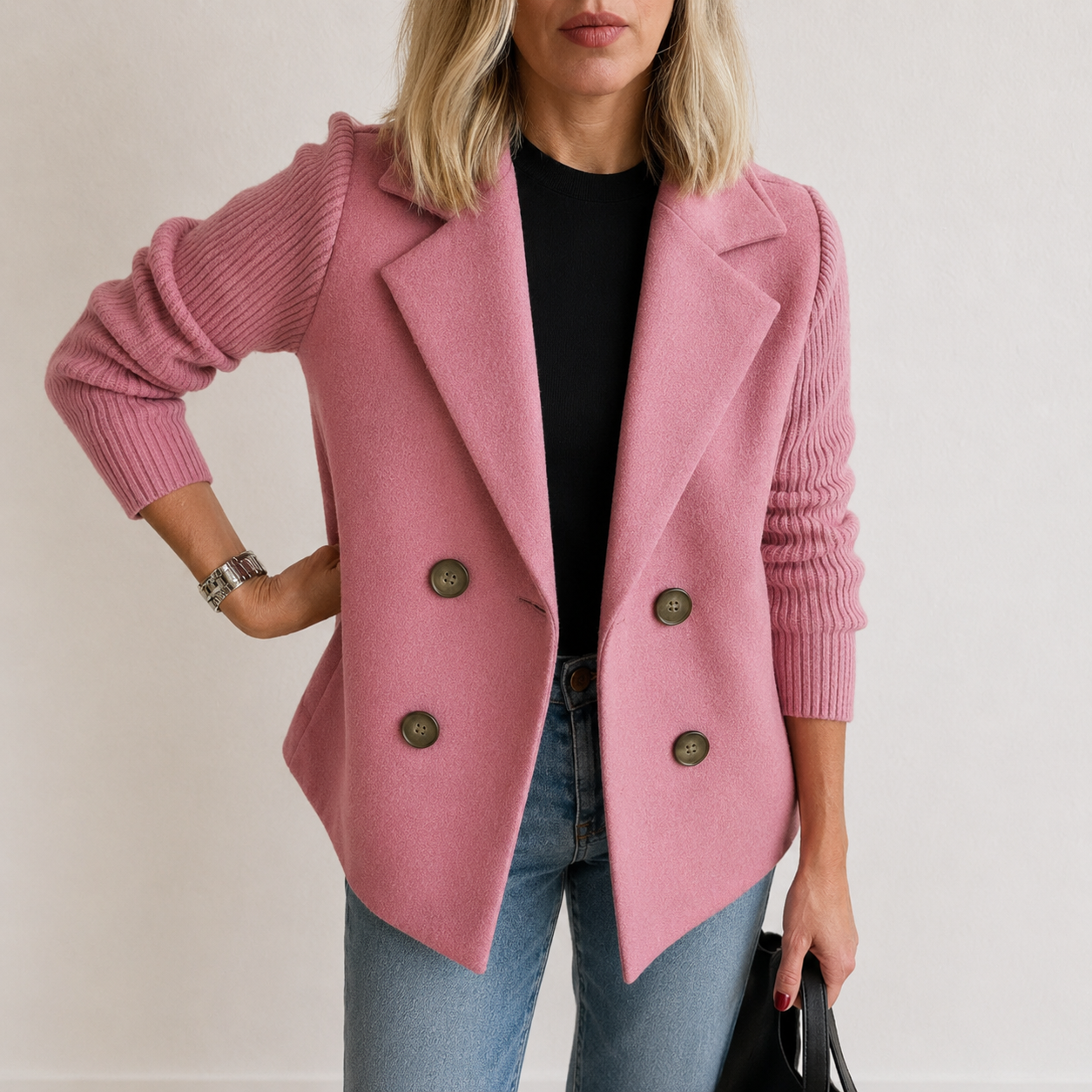 Frederica™ | Knit Sleeve Blazer Jacket