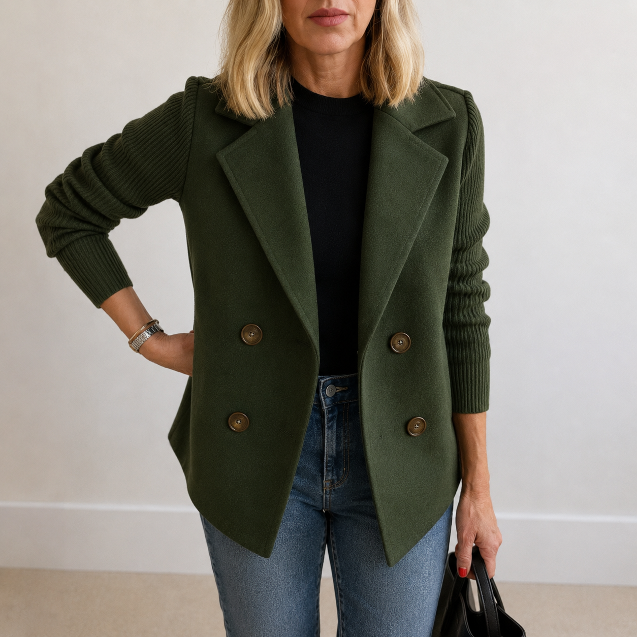 Frederica™ | Knit Sleeve Blazer Jacket