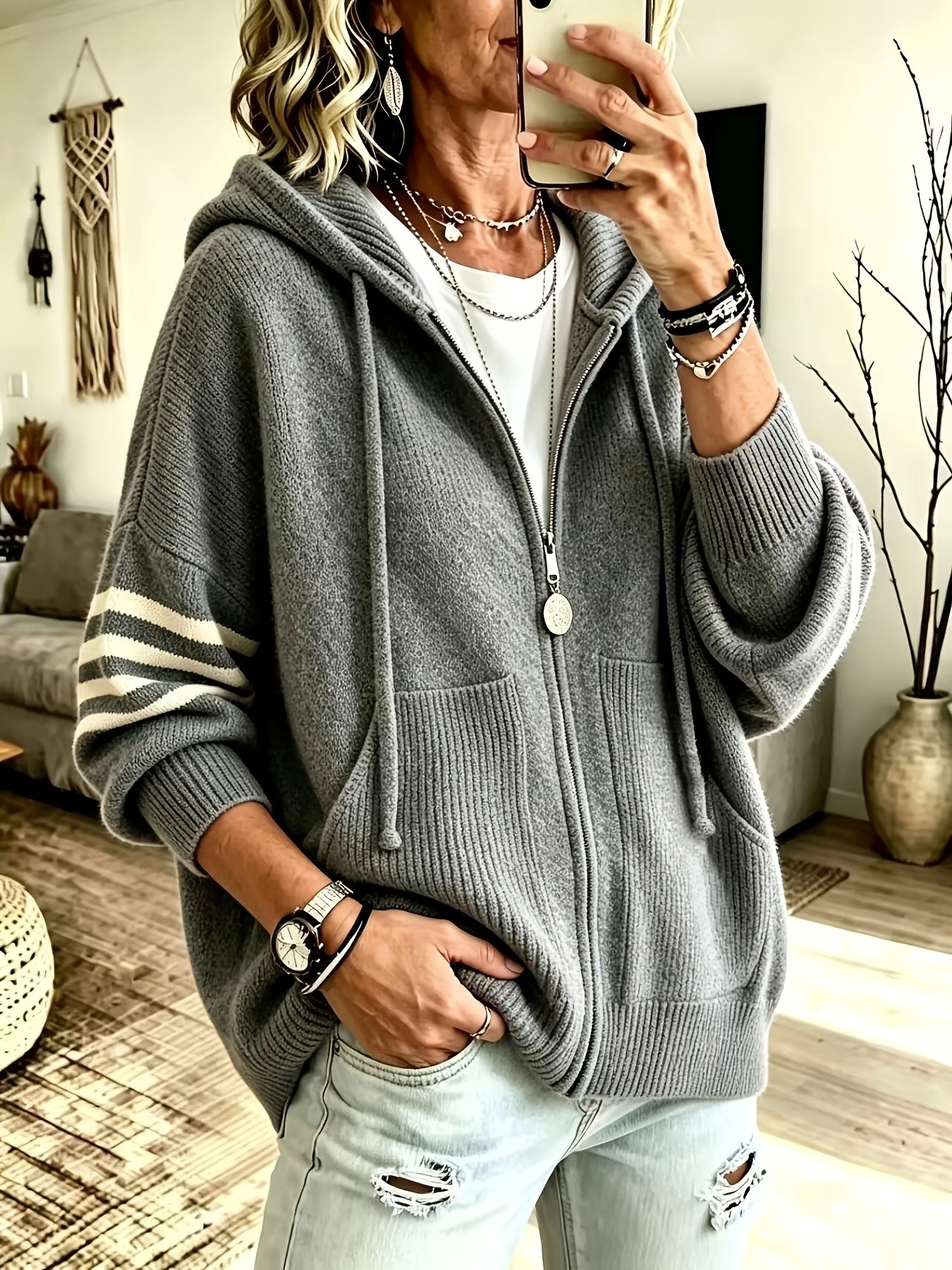 Tilda™ | Zip-Up Hooded Sweater Jacket
