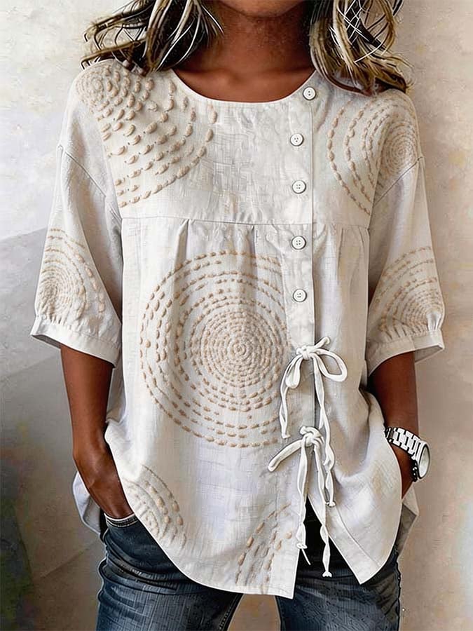 Estelle™ | Embroidered Button Blouse