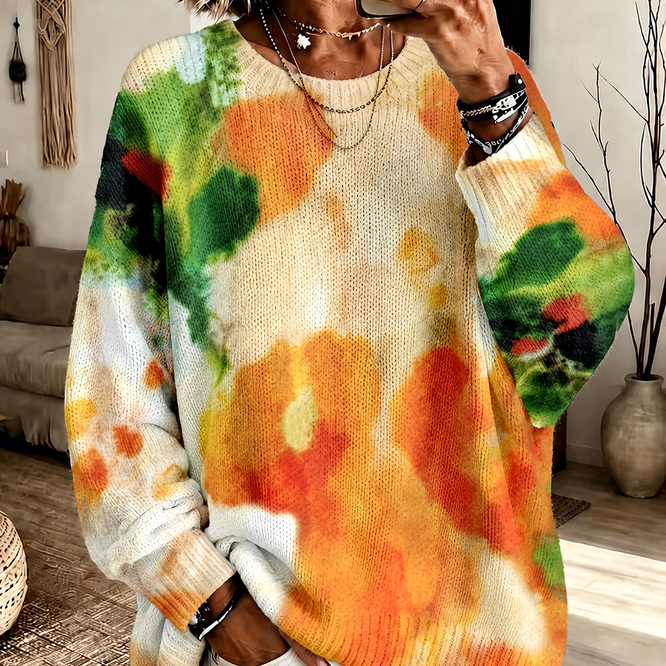 Elorinda™ | Tie-Dye Round-Neck Sweater