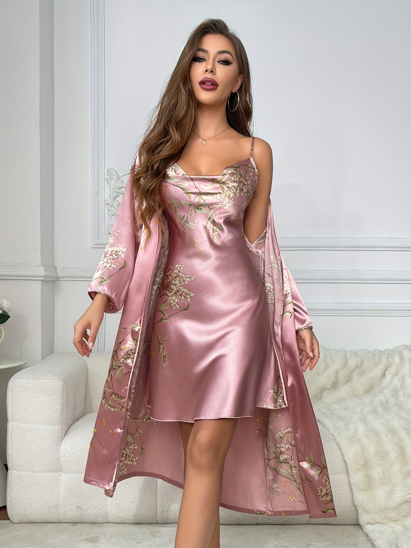 Eloise™ | 2-Piece Floral Camisole & Robe Set