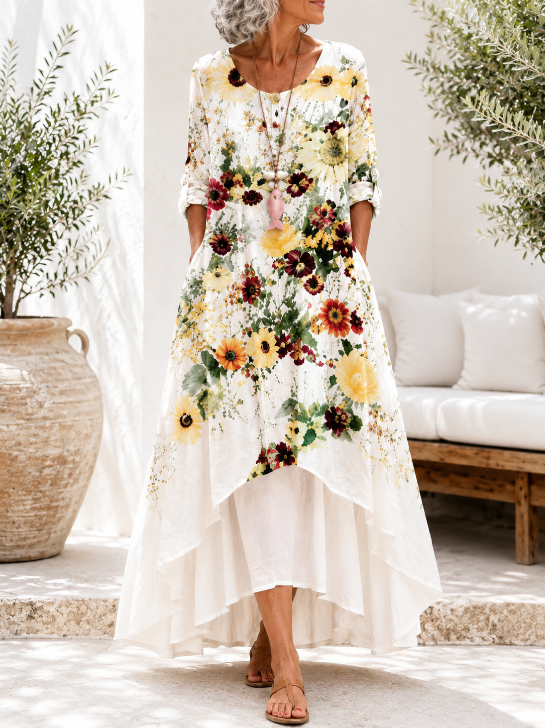 Fiorelle™ | Floral Print Layered Maxi Dress