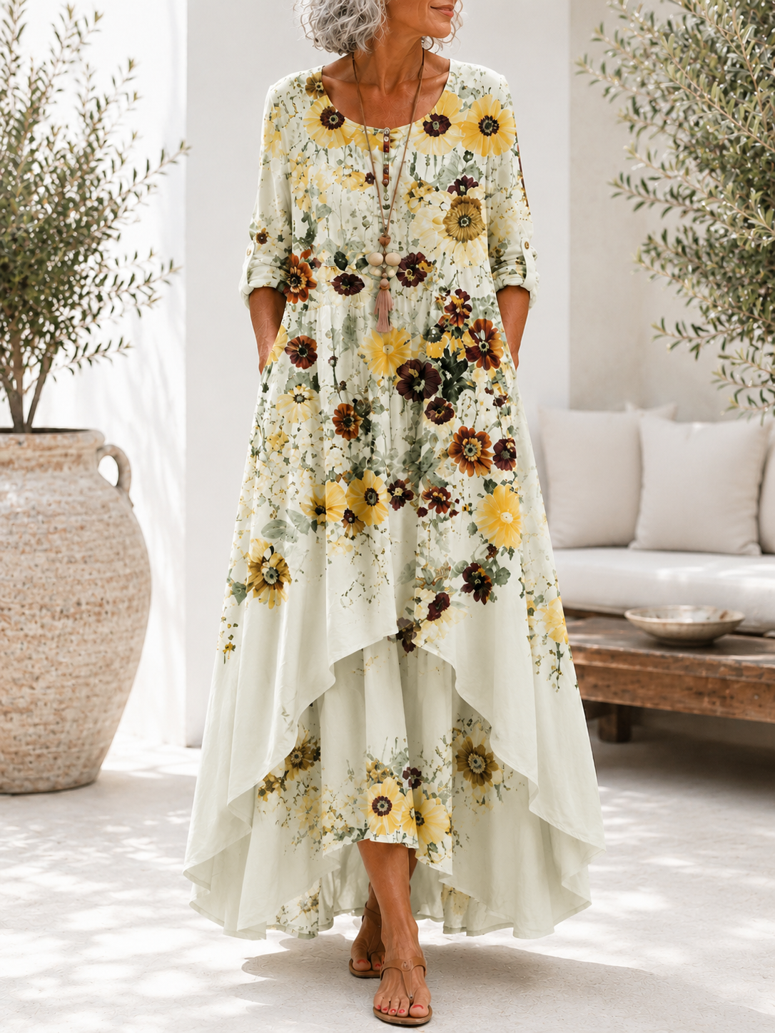 Tovah™ | Floral Print Layered Hem Dress