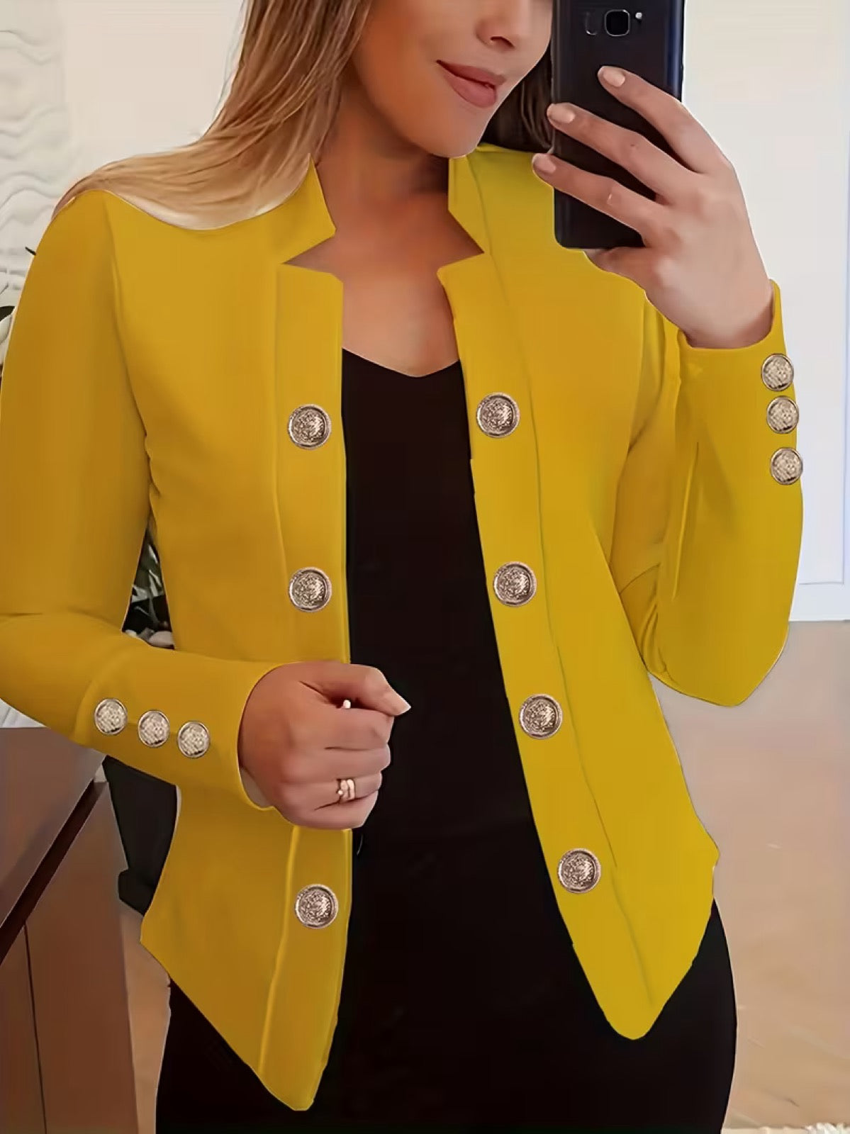 Coralynne™ | Gold Button Blazer