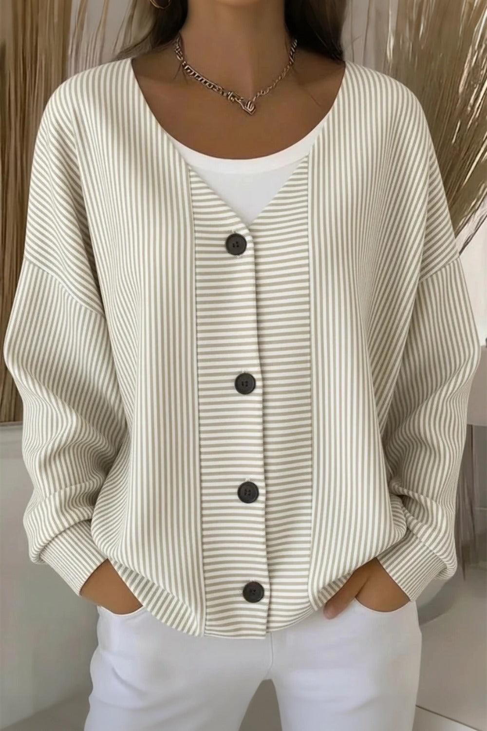 Klovaine™ | Striped Long Sleeve Casual Cardigan