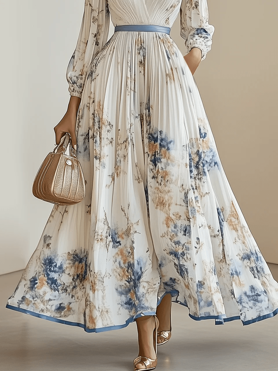 Elspeth™ | White Floral Maxi Dress with Balloon Sleeves