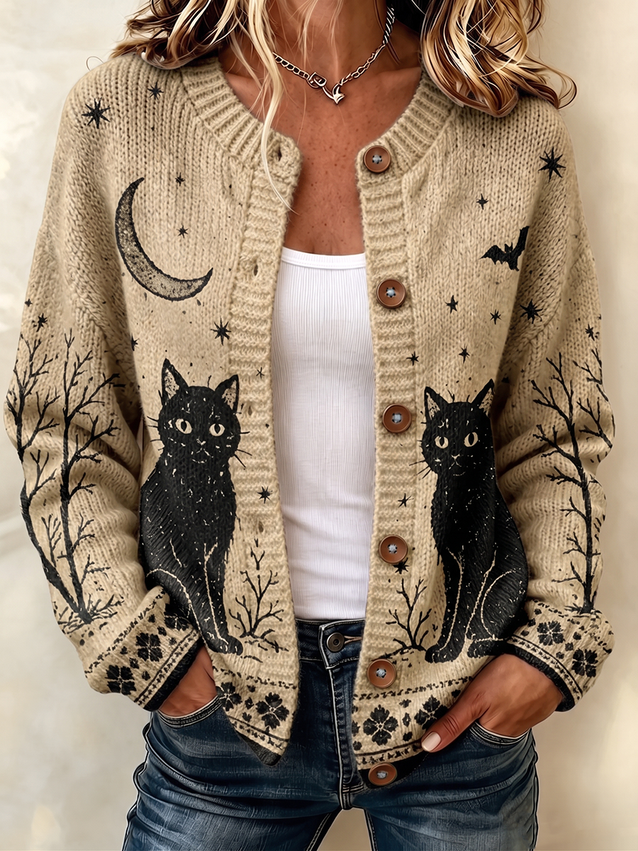 Women's Halloween Pumpkin Fleece Cardigan