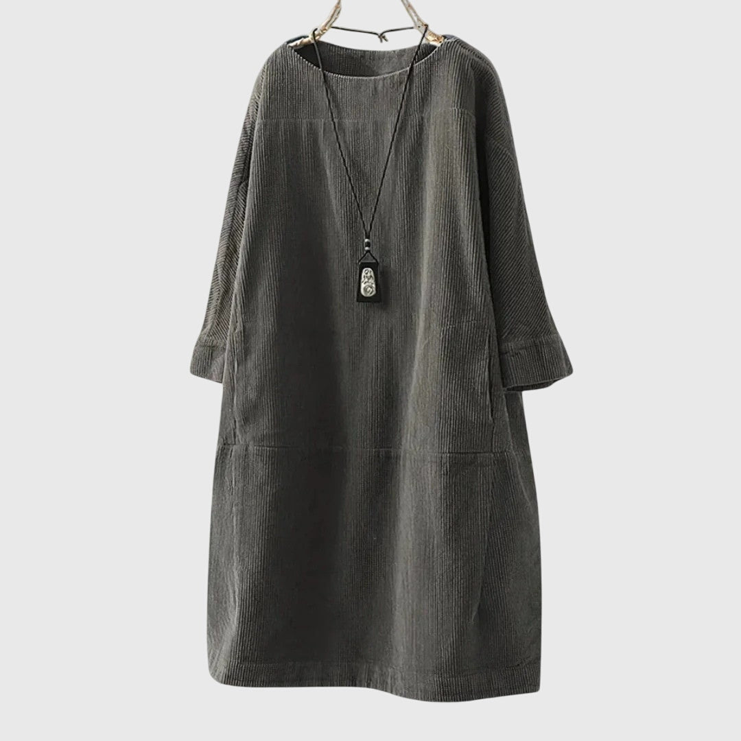 Relaxed Corduroy Midi Dress