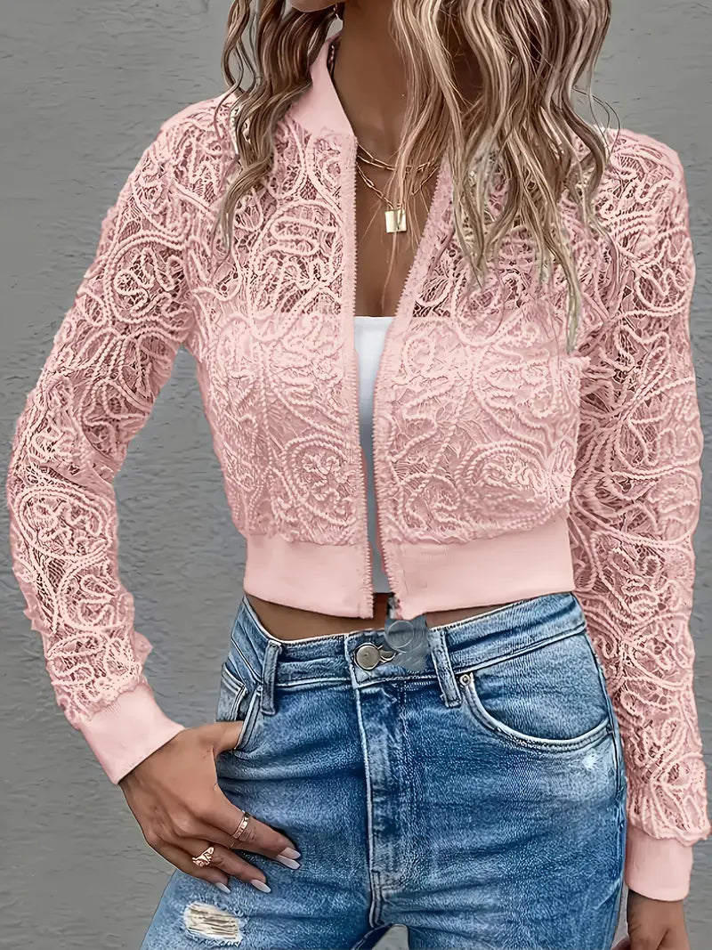 Eloise™ | Crop Lace Bomber