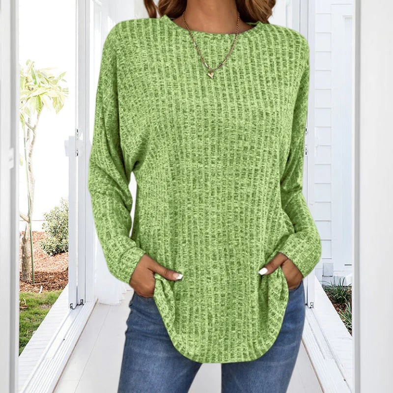 Mossette™ | Relaxed Long Sleeve Waffle-Knit Top