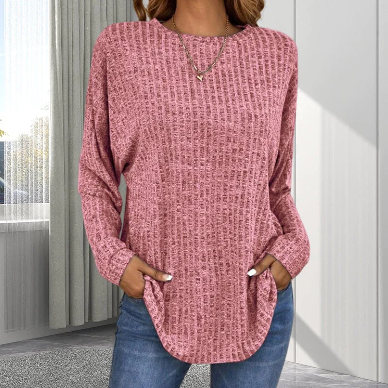 Mossette™ | Relaxed Long Sleeve Waffle-Knit Top