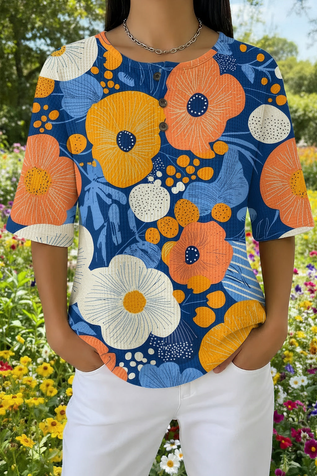 Helena™ | Bold Daisy Print Casual Shirt