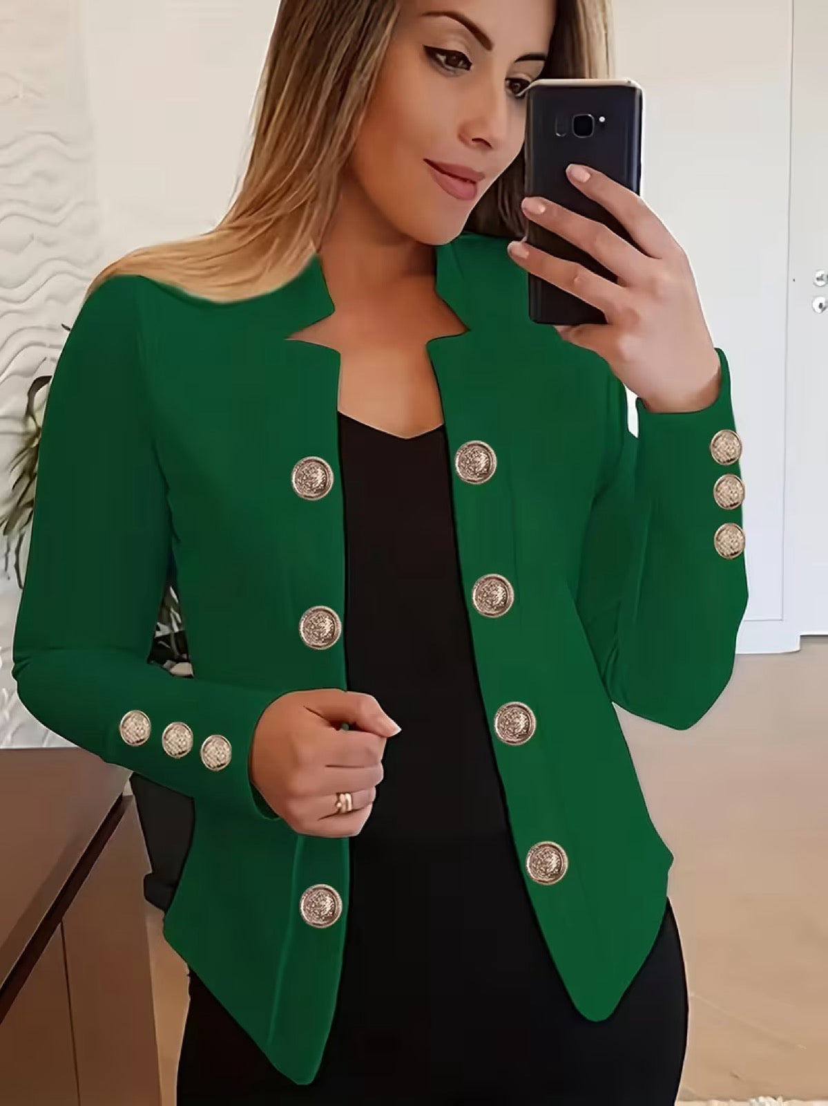 Delphina™ | Gold Button Blazer
