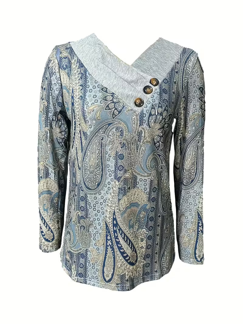 Katharine™ | Paisley Cowl Neck Top